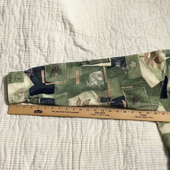 Field Gear Corduroy Button Up Size XLT Green Brown Leaves Moths Bugs Natural - Picture 5 of 5